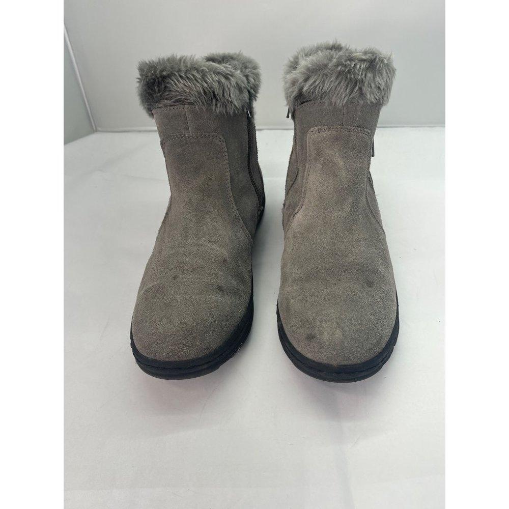 Beartrap addye woman's grey suede boots with faux fur 8 1/2 pre-owned